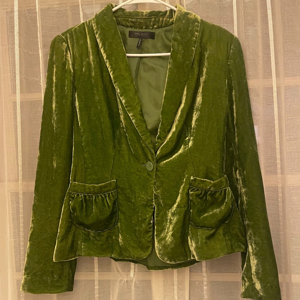 Green velvet womens jacket